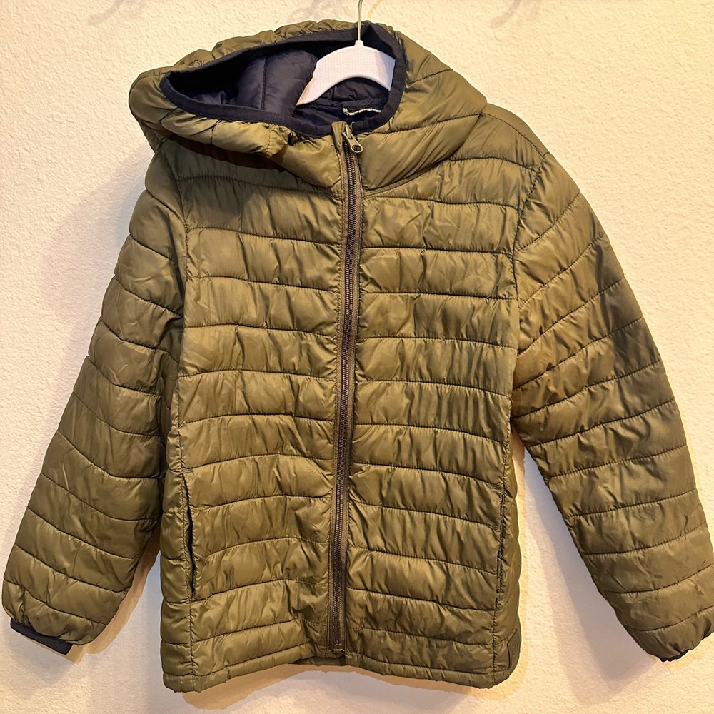 Kids Olive Green Puffer Jacket